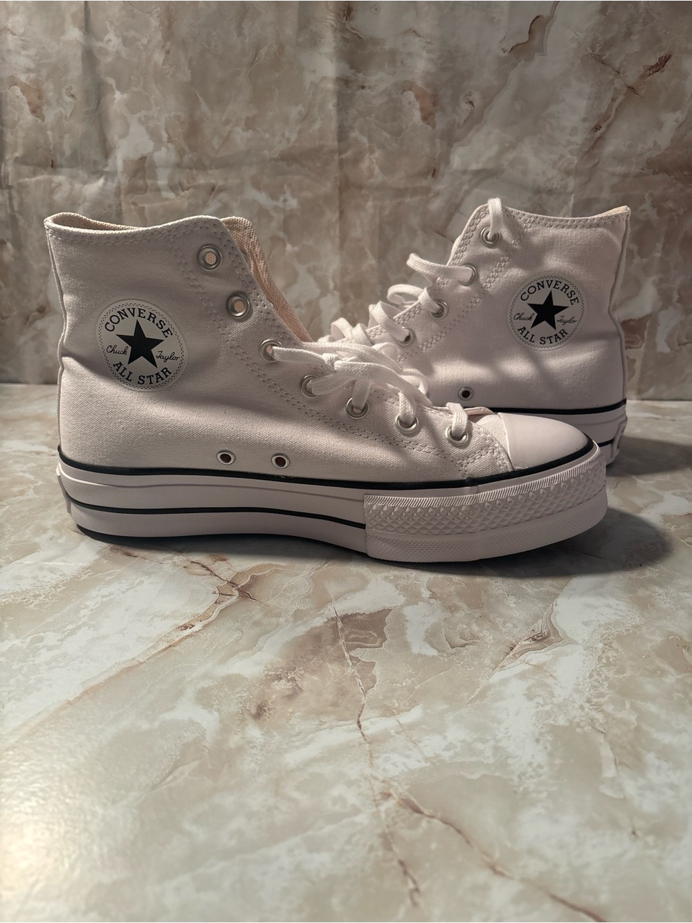 Converse White High Top All Star Platform Sneakers
